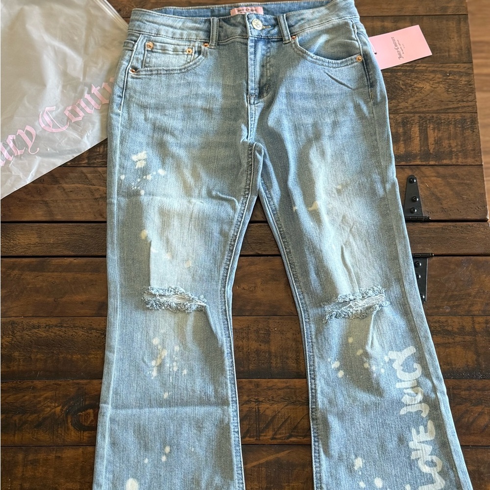 Juicy Couture Mid-rise Crop Flare Distressed Jeans Kids 12 NWT